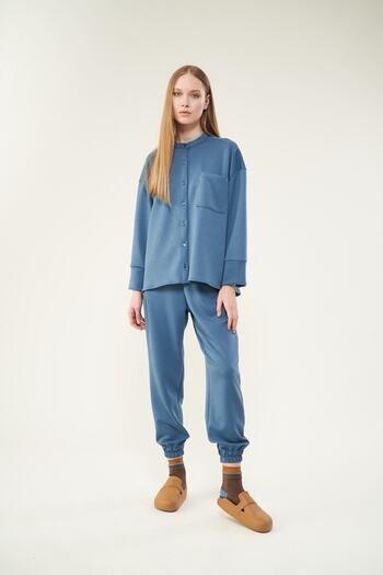 Mevra Φούτερ με πουκάμισο Indigo Pocket