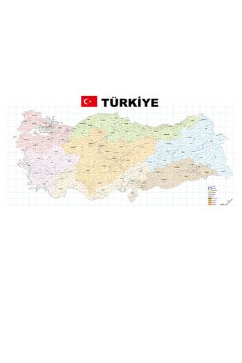 Tutunabilir Kağıt Türkiye Il Ilçe Haritası Yazı Tahtası Akıllı Kağıt Tahta Kalem Hediyeli Dekoratif 70x150cm