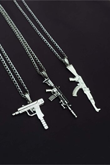 The Collection 3-Piece Gun Keleş Uzi M4 Men's Necklace Set