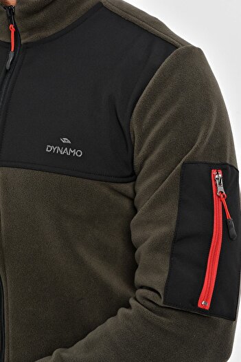 DYNAMO Ανδρικό Χακί Plus Size Μπουφάν Fleece Chest Softshell Ύφασμα