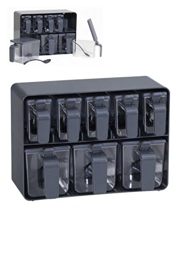 Herevin Eight-Piece Spice Jar Set Gray