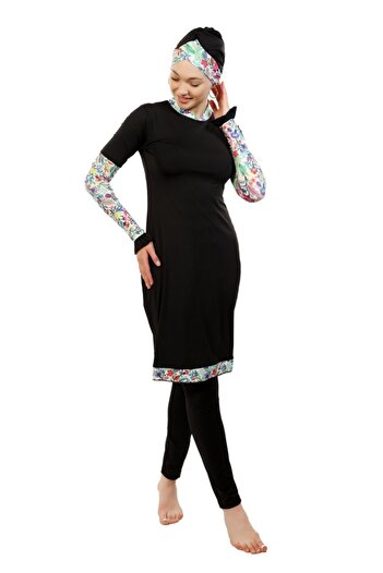 Emayo Ayşegül Floral Patterned Hijab Swimsuit
