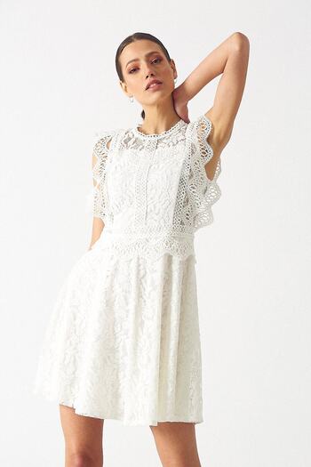 Robin Women's Lace Ecru Dress D86138