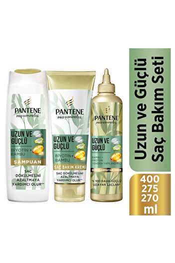 Pantene Miracles Bambu & Biotin Uzun ve Güçlü Saç Bakım Seti (Şampuan + Saç Kremi + Şekillendirici)