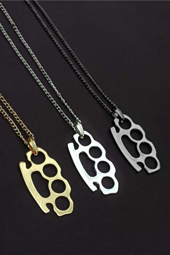 The Collection Set of 3 Brass Knuckles Men's Necklace