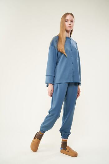 Mevra Φούτερ με πουκάμισο Indigo Pocket