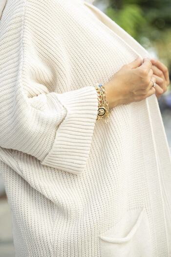 Tesettürce moda Women's Knitwear Cardigan Off White