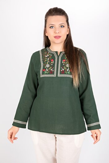 ÇIKRIKÇI TEKSTİL ŞİLE BEZİ Şile Cloth Embroidered Long Sleeve Blouse Summer Tril Tril