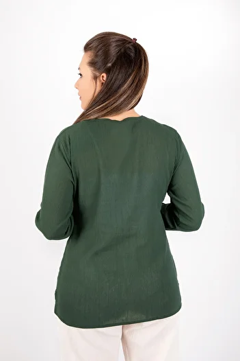 ÇIKRIKÇI TEKSTİL ŞİLE BEZİ Şile Cloth Embroidered Long Sleeve Blouse Summer Tril Tril