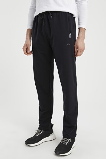 DYNAMO Men's Navy Blue Sweatpants Straight Leg Comfortable Fit Zippered Pocket