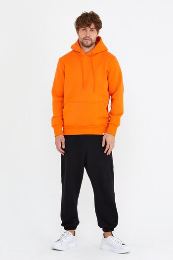 AMAZING CRASH Помаранчева унісекс-худі з капюшоном і кишенями-кенгуру Basic Sweatshirt