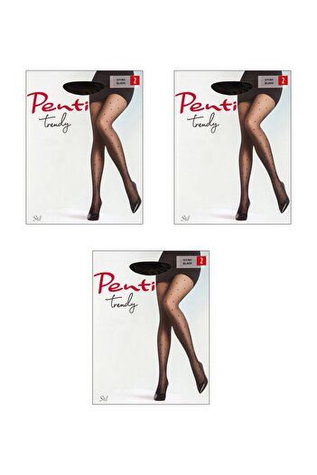 Penti Style Patterned 3 Pack Pantyhose Black