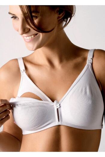 Magic Form 7861 Women's White Combed Fabric Sponge-Free Non-Wire Nursing Bra