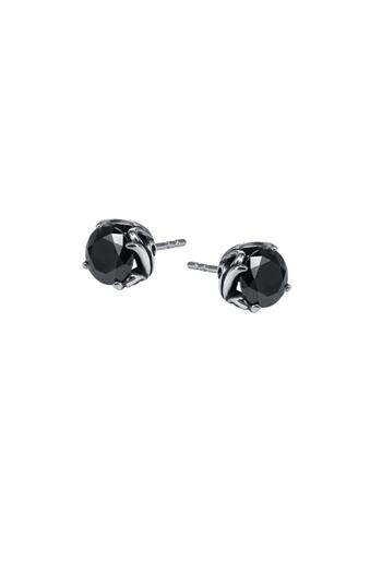 northstarshop Black Zircon Stone Vintage Design Nail-Proof Motorcycle Male 316l Steel Earrings (pair)