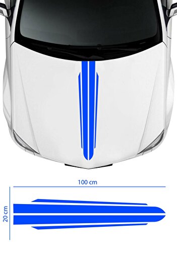 Dijitonline Autocolant pentru capota fata - Autocolant cu dungi duble - Autocolant auto - 100cm X 20cm