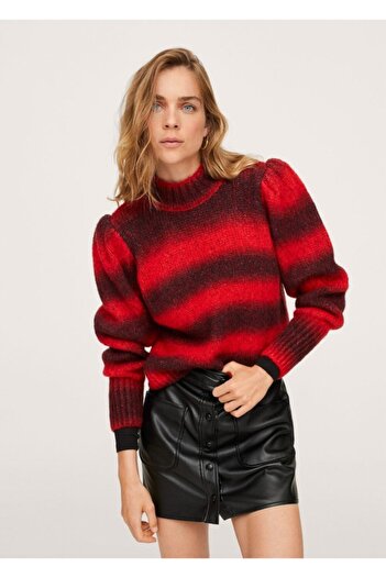 MANGO Woman Women's Red Striped Knitted Sweater
