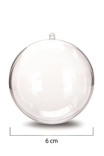 Tahtakaledeyim Plastic Ball Snap-On Transparent 6 cm Diameter, Decoration Ball, 8 Pieces