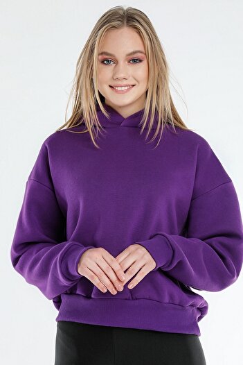 Argentum Look Women's Purple Hooded Sweatshirt - Al-sw0001