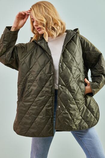 Bianco Lucci Women's Diamond Patterned Quilted Coat