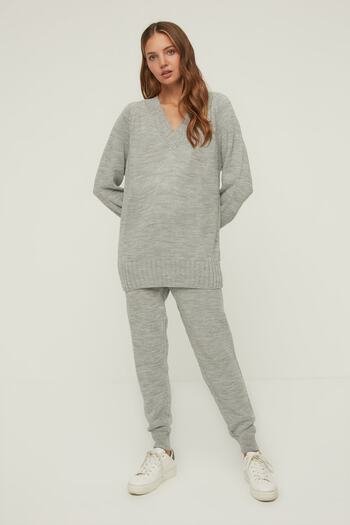 Trendyol Collection Gray Knitwear Lower-Upper Set THMAW22AU0493