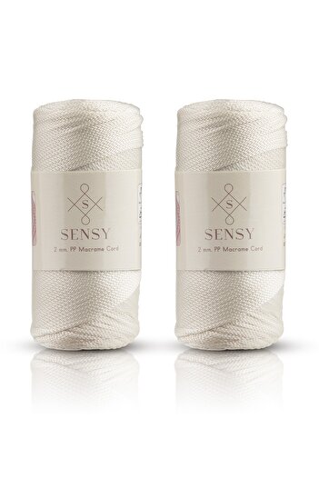 SENSY Premium 400 gr Πολυεστερικό νήμα μακραμέ 2 mm Σετ 2 τεμαχίων Ecru Makrame Rope Supla Bag String No:4