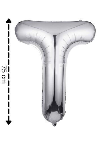 ELGALA Foil Balloon Letter T Helium Balloon 32 Inch 75 Cm Silver Color