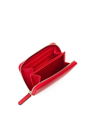 Leather Paper Kırmızı Deri Mini Cüzdan