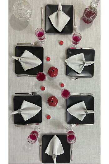 Zeren Home Linen Look Carefree Glitter Tablecloth Gray