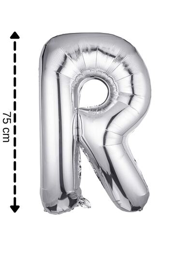 ELGALA Foil Balloon Letter R Helium Balloon 32 Inch 75 Cm Silver Color