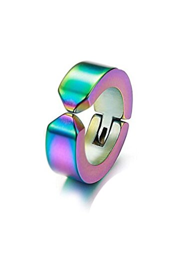 The Collection Rainbow Men's Women's Stainless Titanium Non-Drilled Earrings Compressed Pinch Steel Earrings