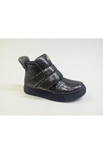 Rose Club Kids Platinum Steel Colored Sequin Girl's Genuine Leather Boots