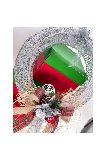 QUEEN AKSESUAR New Year Christmas Custom Metal Ultra Luxury Giant Size Glitter Door Wall Decoration Ornament Garland Silver