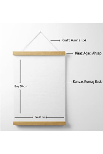 Pegziz Children's Room Wooden Hanging Animal Figured Letter W Printed Canvas Wall Decoration 40x50cm