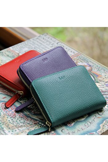 Leather Paper Kırmızı Deri Mini Cüzdan