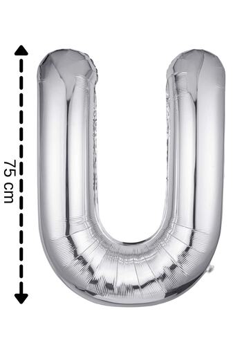 ELGALA Foil Balloon Letter U Helium Balloon 32 Inch 75 Cm Silver Color