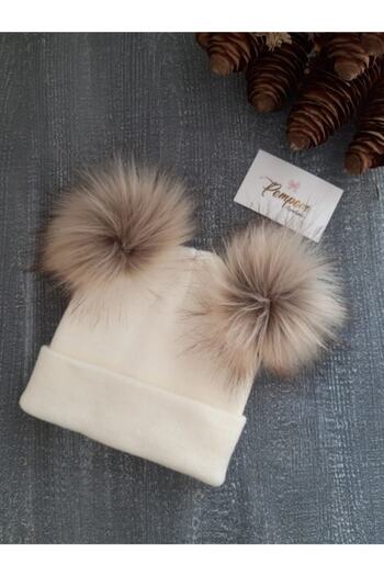 pempem bandana Baby Girl Natural Beret Knitwear