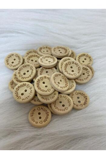 OzanTuhafiye Wooden Handmade Button 2 Cm 20 Pieces