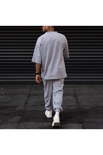 la gizzia Gray Oversize Sweatpants with Crotch Between the Legs Plus Size Gray Sweatpants