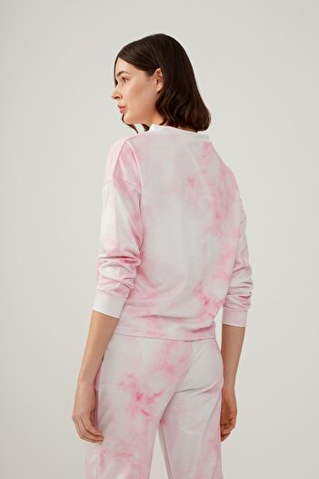 Los Ojos Women's Pink Batik Patterned Pajama Set Tie-dye