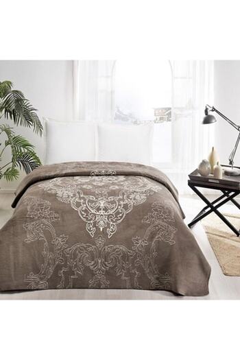 Taç Cotton Blanket Lorena Brown Double