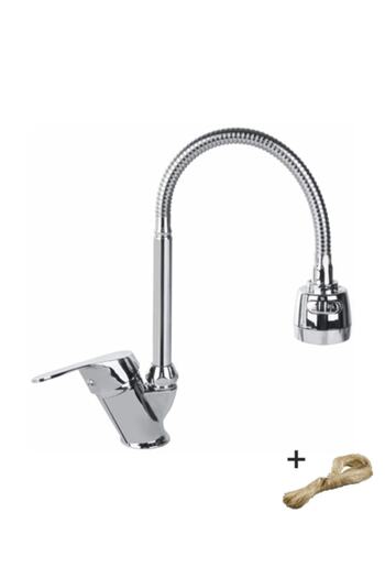 İLHAN Chrome Spiral Dome Dual Function Mix Swan Kitchen Sink Faucet+ Linen