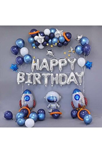 Çemrek Süs Parti Space Birthday Balloon Set