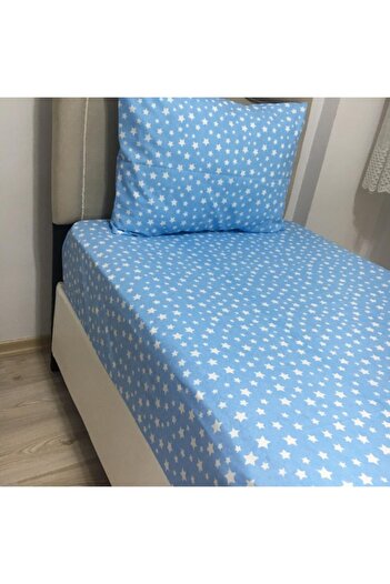 Mert Double Star Ranforce Woven Fitted Sheet Set Blue