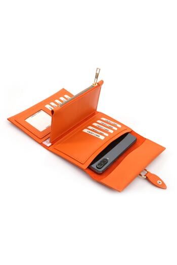 Womancraft Women's Wallet Soft Leather Buckle Orange Women's Wallet Accessory
