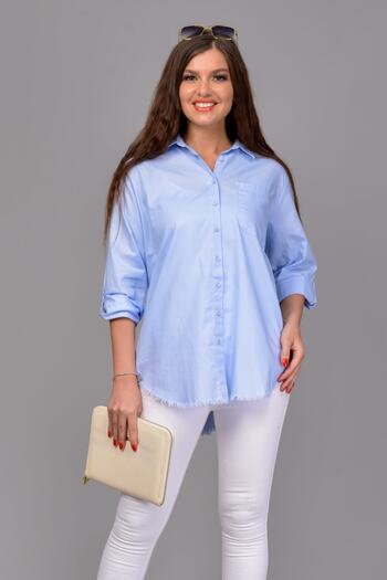 TUSSE Women's Blue Battal Cotton Shirt