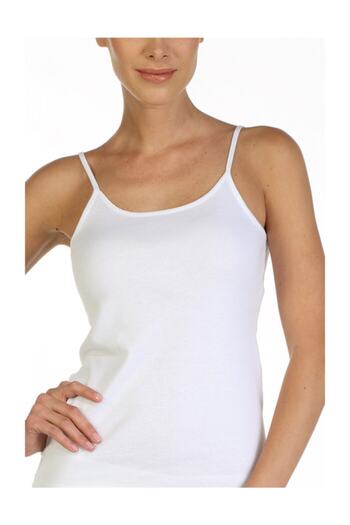 Çift Kaplan 723 Oversize Women's Ribbed Rope Strap White Undershirt