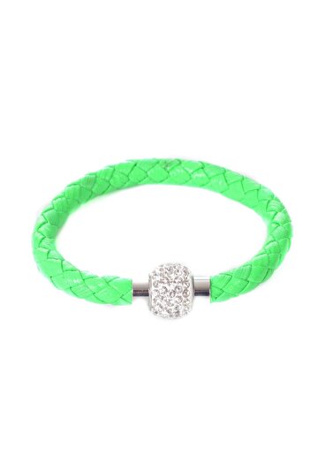 LABALABA Neon Green Colored Women's Bracelet - Steel Closure with Stone Detail