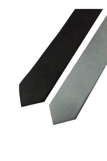 Tezgah İstanbul Black Gray Double Tie Handkerchief Set