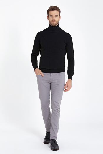 Hatemoğlu Men's Black Regular Fit Turtleneck Knitwear Sweater