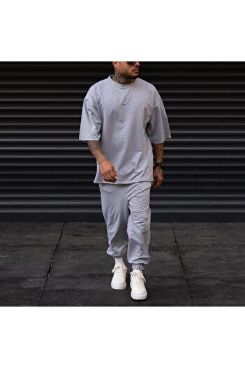 la gizzia Gray Oversize Sweatpants with Crotch Between the Legs Plus Size Gray Sweatpants